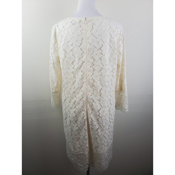 Tibi 12 Women LARGE dress Lace Knee‎ Length Shift Sleeveless Ivory Formal Party - Picture 6 of 13